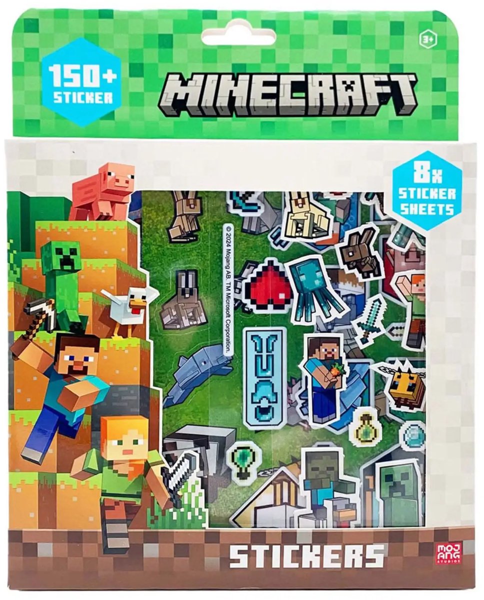 Minecraft Stickerset - Meer dan 150 unieke stickers - Schrift - Kleurboek - School