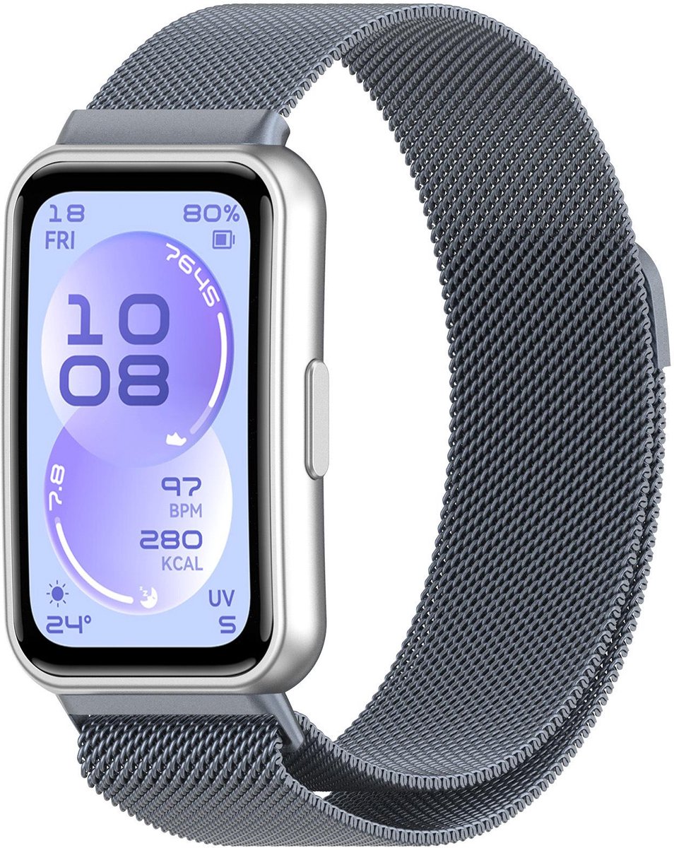 By Qubix - Milanese bandje - Space grey - geschikt voor Huawei Band 11 / 11 pro