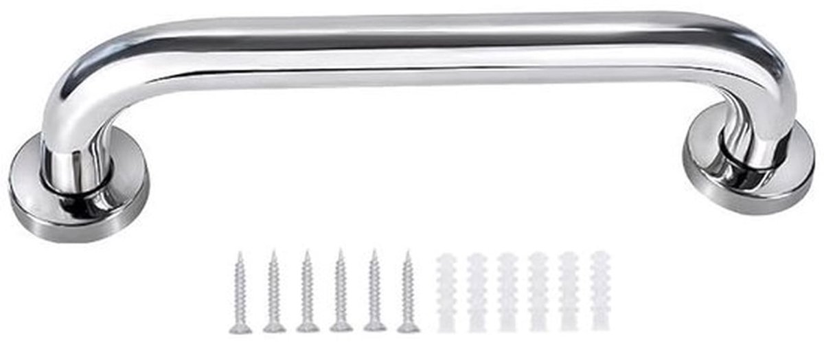 Veiligheidsrail Roestvrij Staal - Douche Handgreep - Gehandicapten Handrail - Buiten Grip Handvat - Inclusief 12 Schroeven - Duurzaam en Antiroest - Steunrail