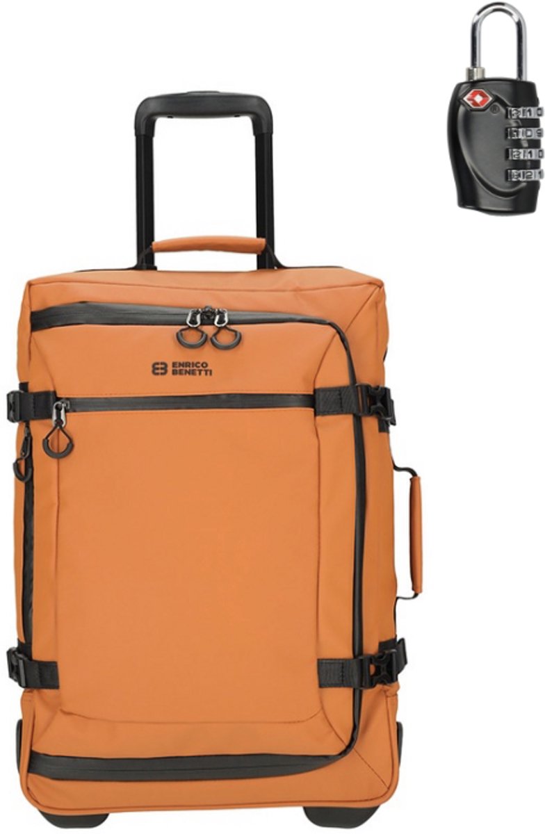 Handbagage Koffer 55x35x20 cm - Trolley Wieltas - Oranje - Met TSA Hangslot