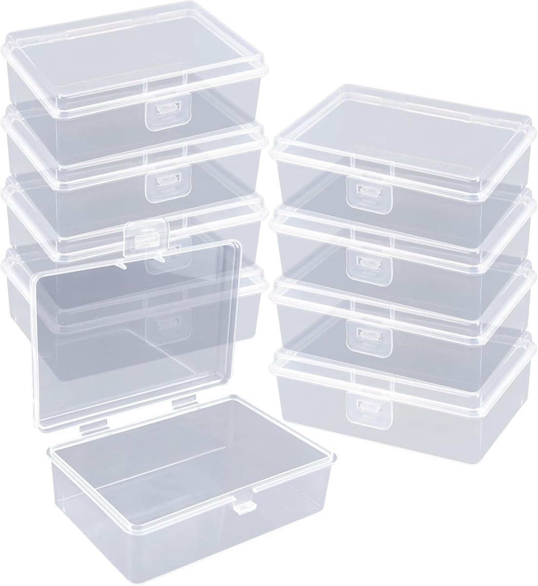9 Stuks Kleine Plastic Opslagdozen met Deksels, Rechthoekige Transparante Mini-Boxen voor Sieraden, Kleine Voorwerpen en Accessoires, Ideaal voor Organisatie en Opslag