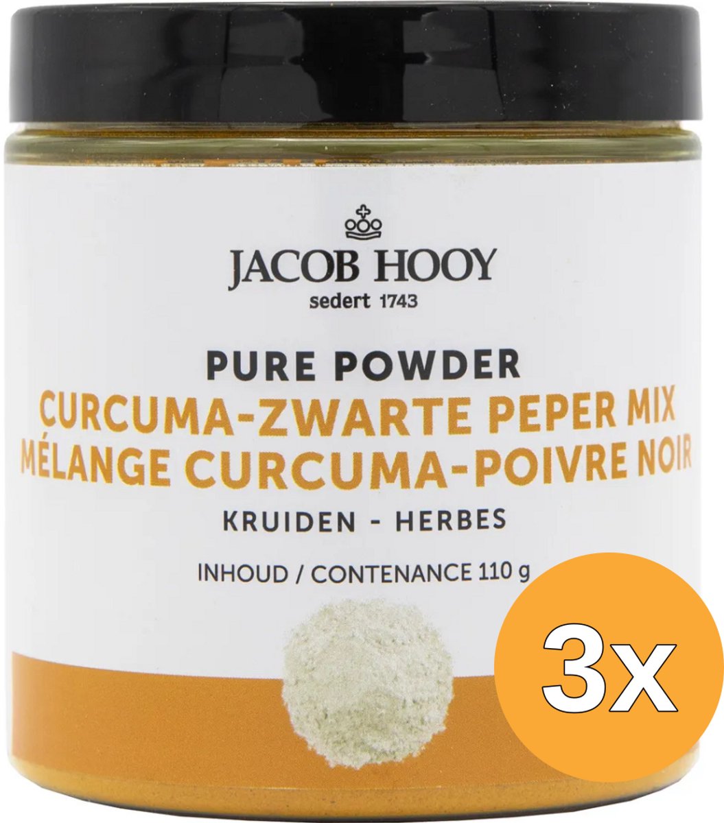 3x Jacob Hooy Pure Powder Curcuma Zwarte Peper (110 gr)