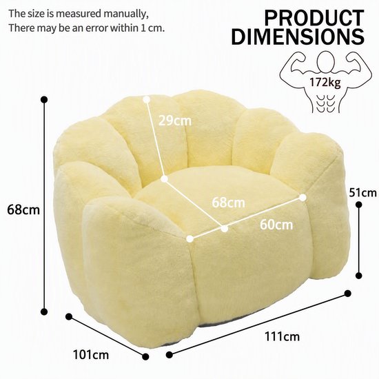 HAUSS SPOLE Fauteuil - Lotusvormig Compact Design - Zachte Velvet Bekleding - Voor Woonkamer En Slaapkamer - Geel van HAUSS SPOLE — afbeelding 3