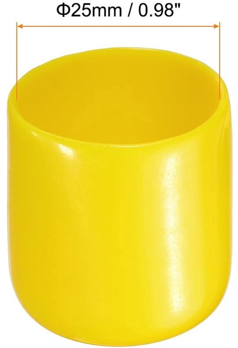 Eindkappen 10 Pack - Rubber - Beschermkap voor Schroef/Bout - 25 mm Binnendiameter - Slijtvast - Geel - Roestpreventie