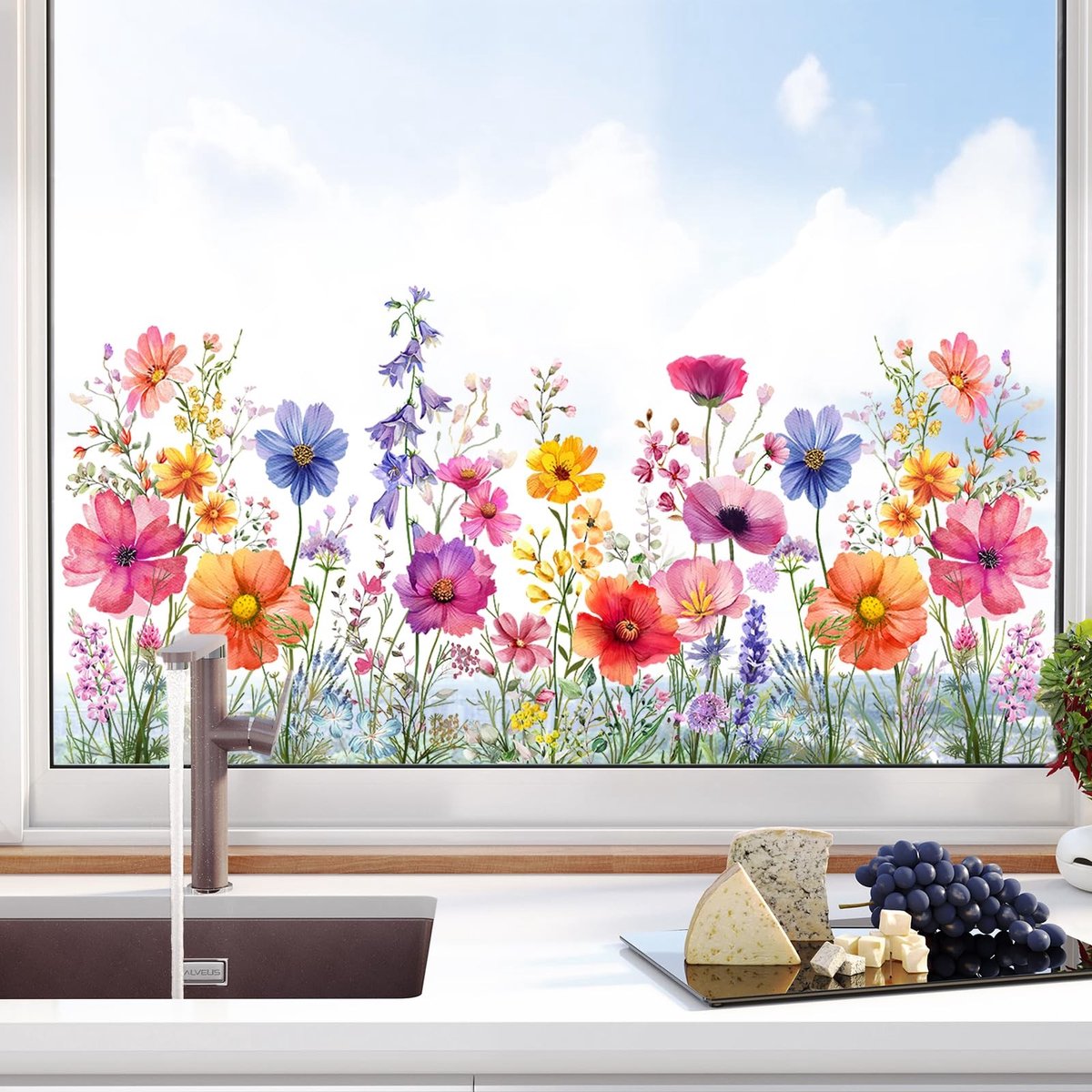 Solidchoice - Kleurrijke Tuinvenster Plakstickers met Bloemen