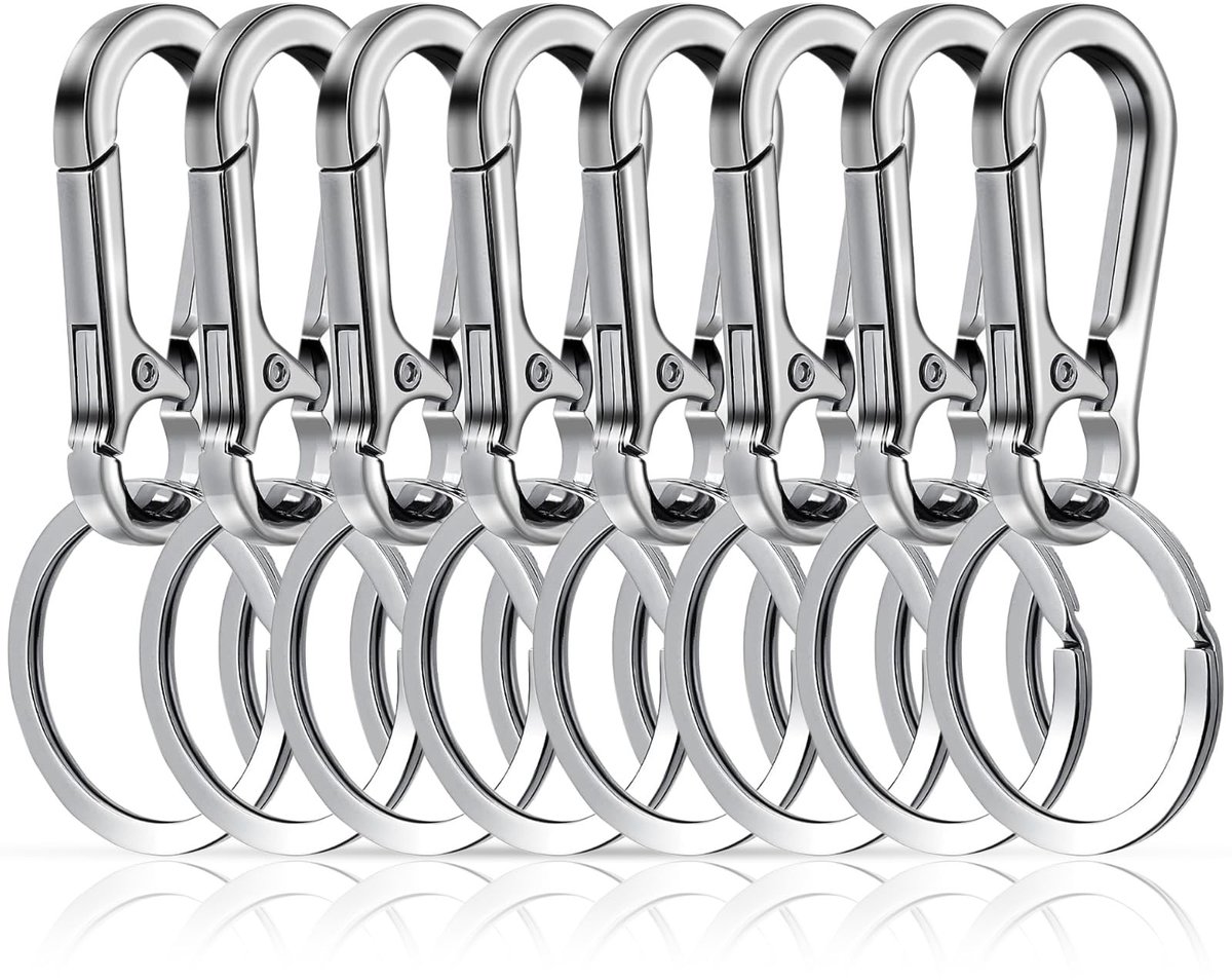 Solidchoice - Set van 8 Sterke Sleutelhangers met Carabiner