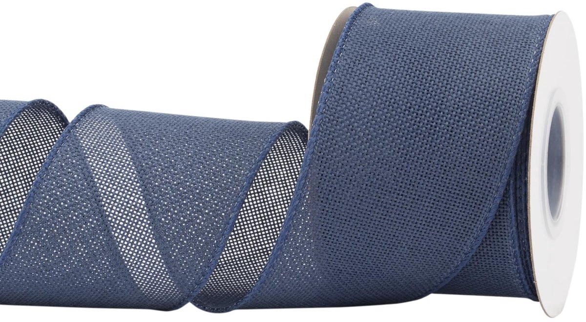 Solidchoice - Burlaplint met Draadrand 63mm x 9m voor Knutselen en Decoraties - Marineblauw