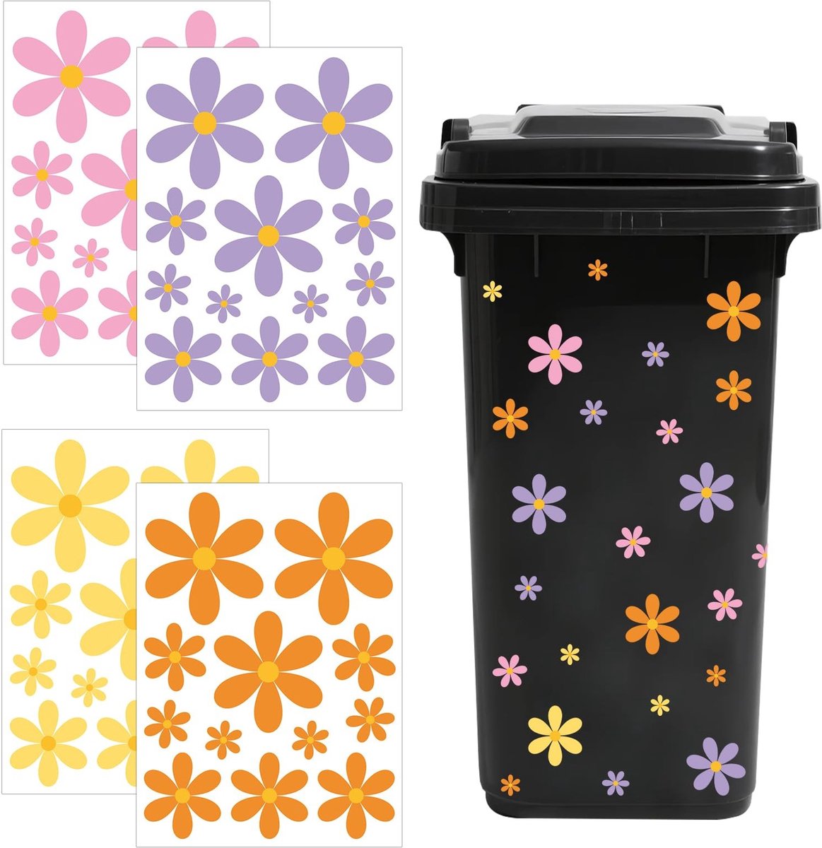 Solidchoice - Zelfklevende Bloemenstickers voor Afvalbakken en Decoratie