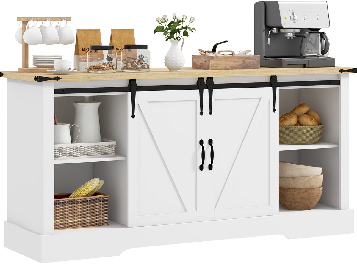 Homcom Dressoir - Spaanplaat - 150x40x72cm - Wit