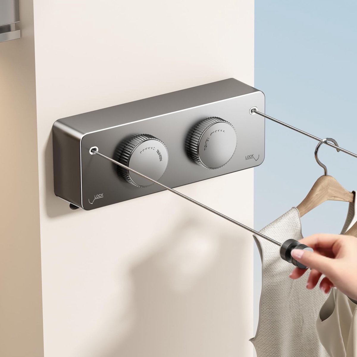 Solidchoice - Wanddroger Retractable Kledinglijn voor Binnen en Buiten 4.2m