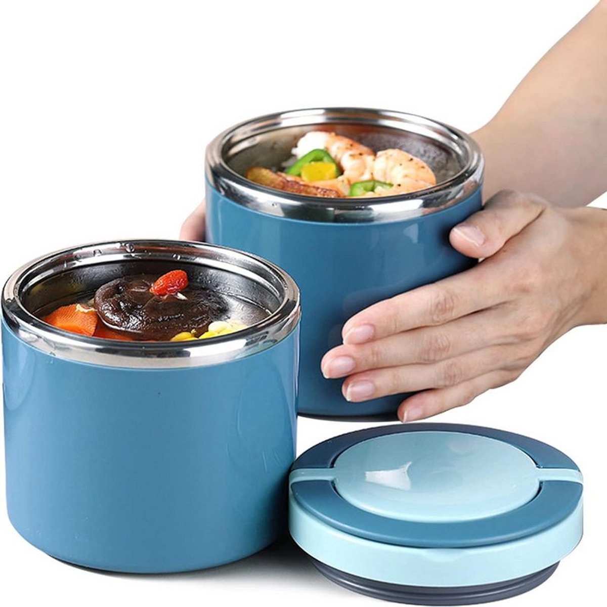 Geïsoleerde roestvrijstalen container van 1000 ml met lepel, Geschikt voor het bewaren van voedsel; warmte-isolerende doos.
