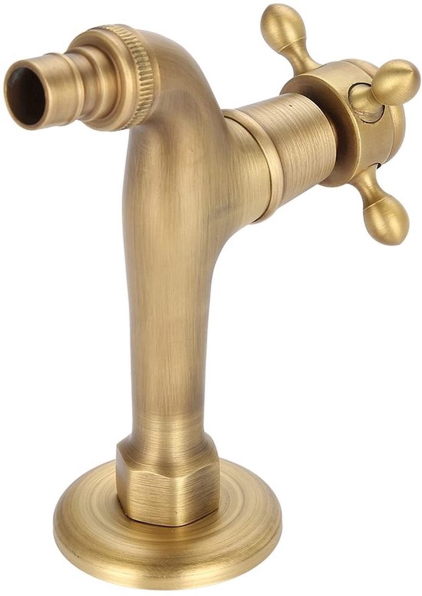 Waterkraan Vintage - Wandmontage - Messing - Enkele Handgreep - Corrosiebestendig - Lengte 12,5 cm - Kraan