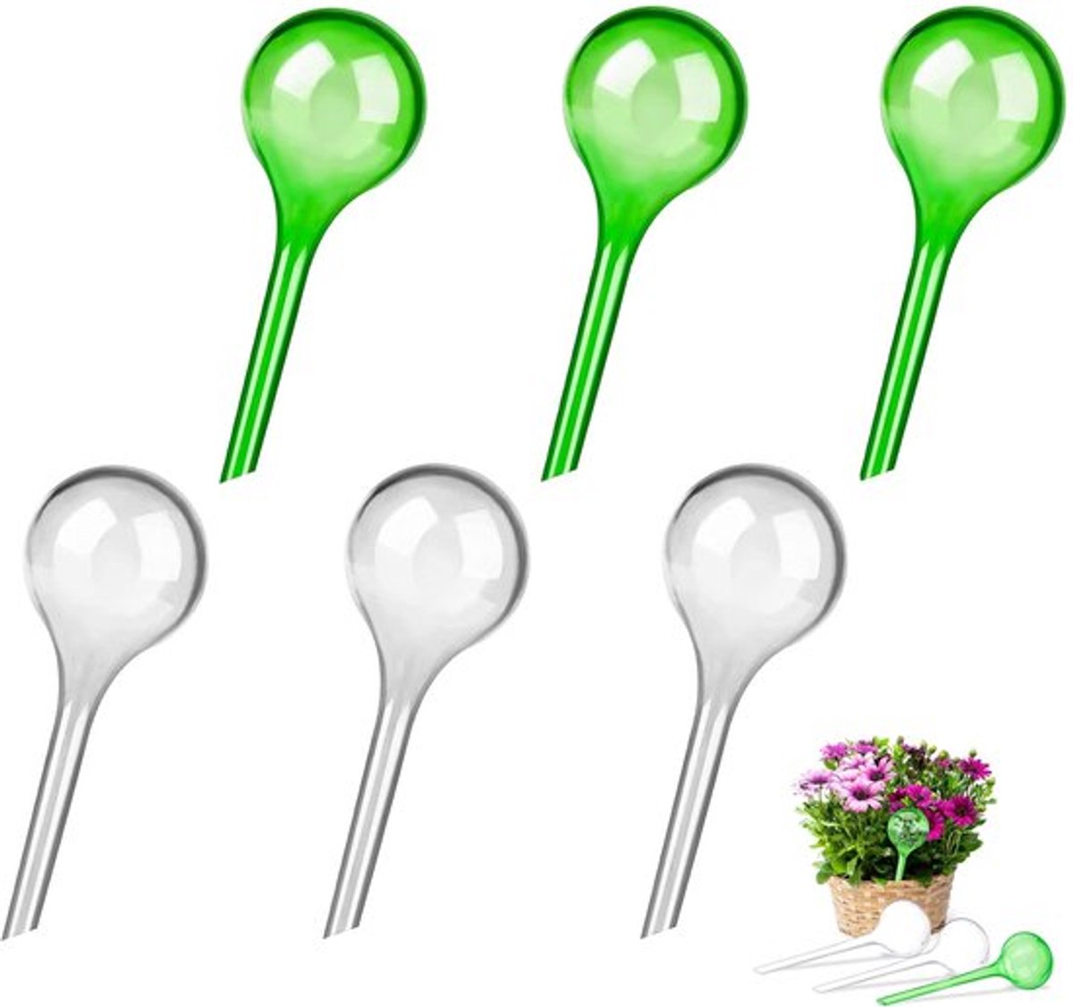 Bewateringsballen 6 Stuks - Zelfbewaterend - Geschikt voor Potplanten - Duurzaam PVC - 13 x 5 cm - Ideaal voor Plantenliefhebbers - Plantenwatergeefsystemen