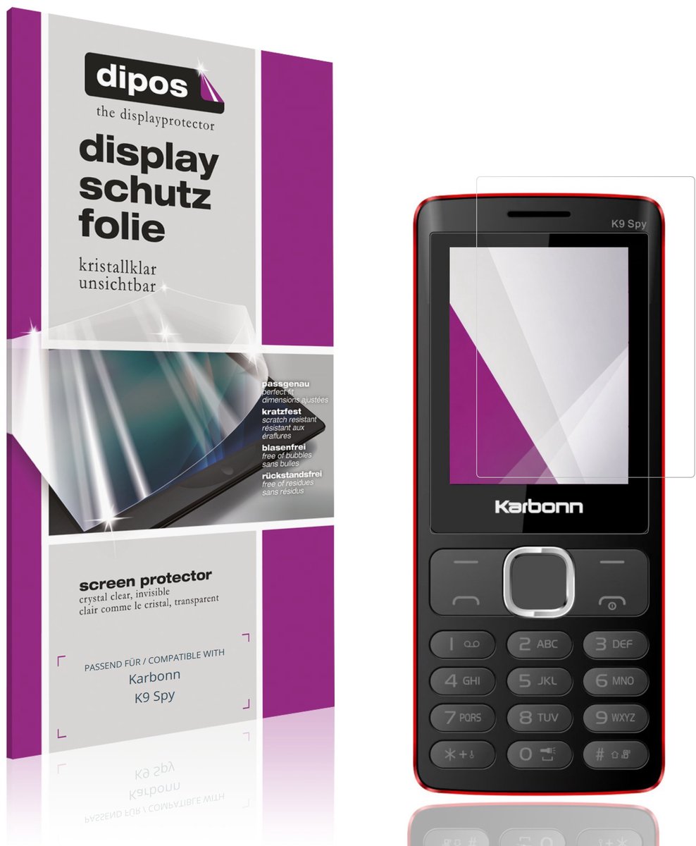 dipos – 4x Beschermfolie geschikt voor Karbonn K9 Spy | Krasbestendige & heldere Screenprotector Ultra-Thin