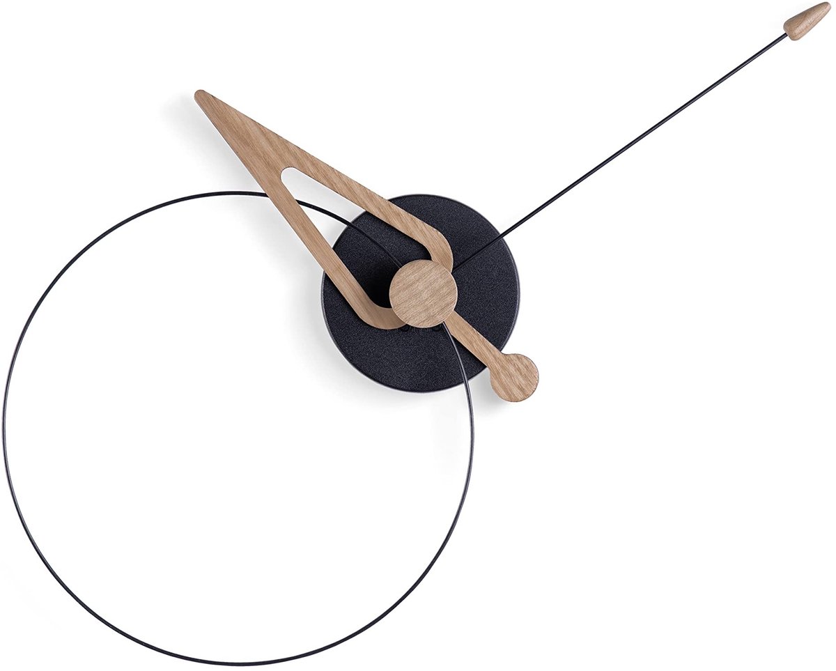 Solidchoice - Design Wandklok met Eiken Hout en Witte Wijzerplaat