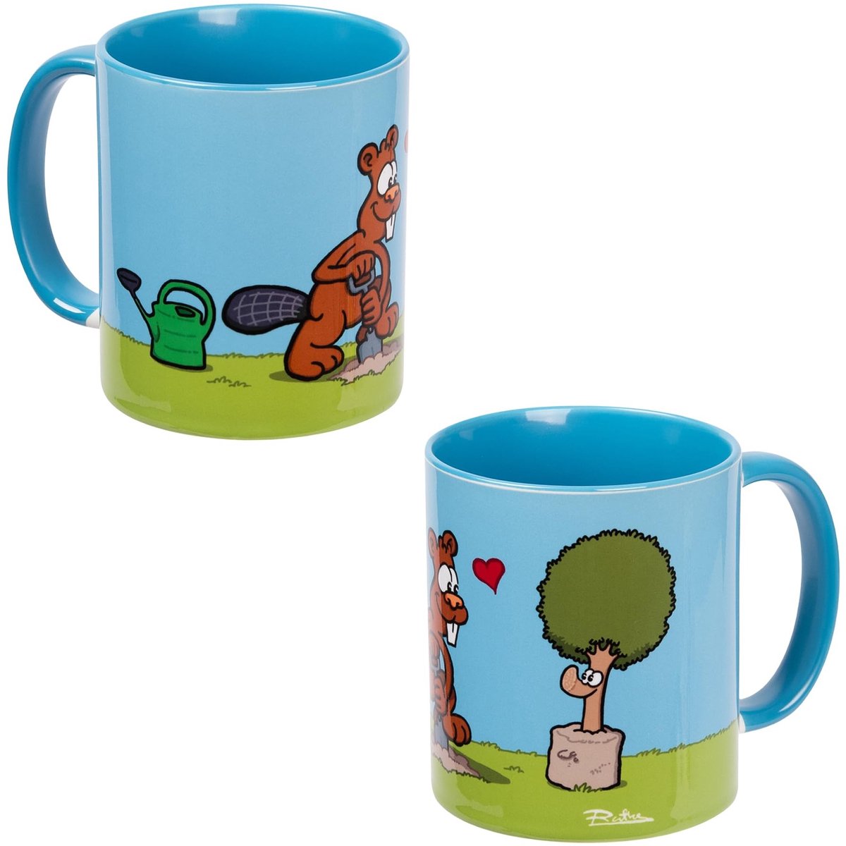 Solidchoice - Unieke Blauwe Keramische Koffiemok met Originele Motieven