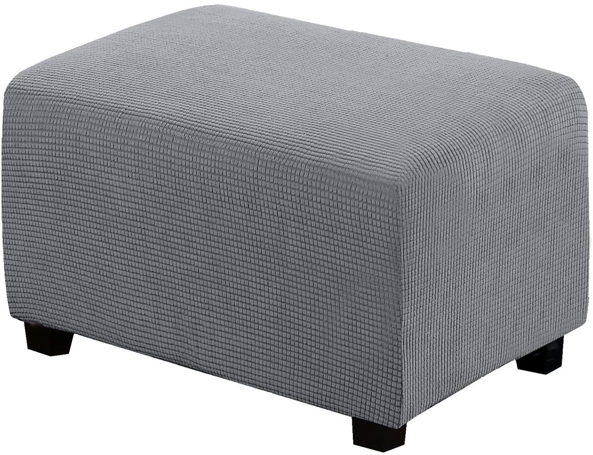 Solidchoice - Rekbare Rectangulaire Poefhoes voor Voetensteun (Licht Grijs)