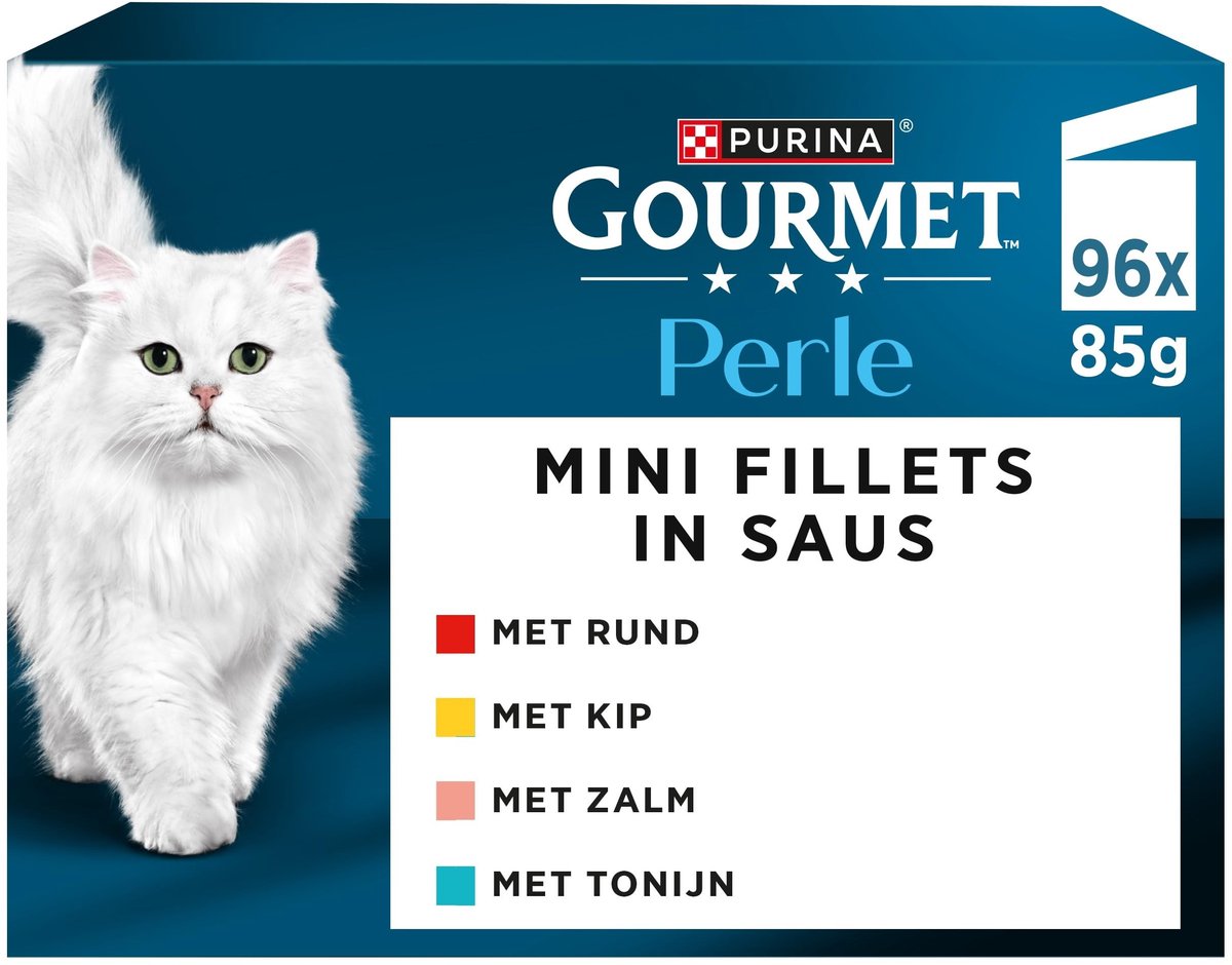 Solidchoice - Gourmet Perle Mix Land en Zee, Natvoer voor Katten, 96 Blikjes van 85 g