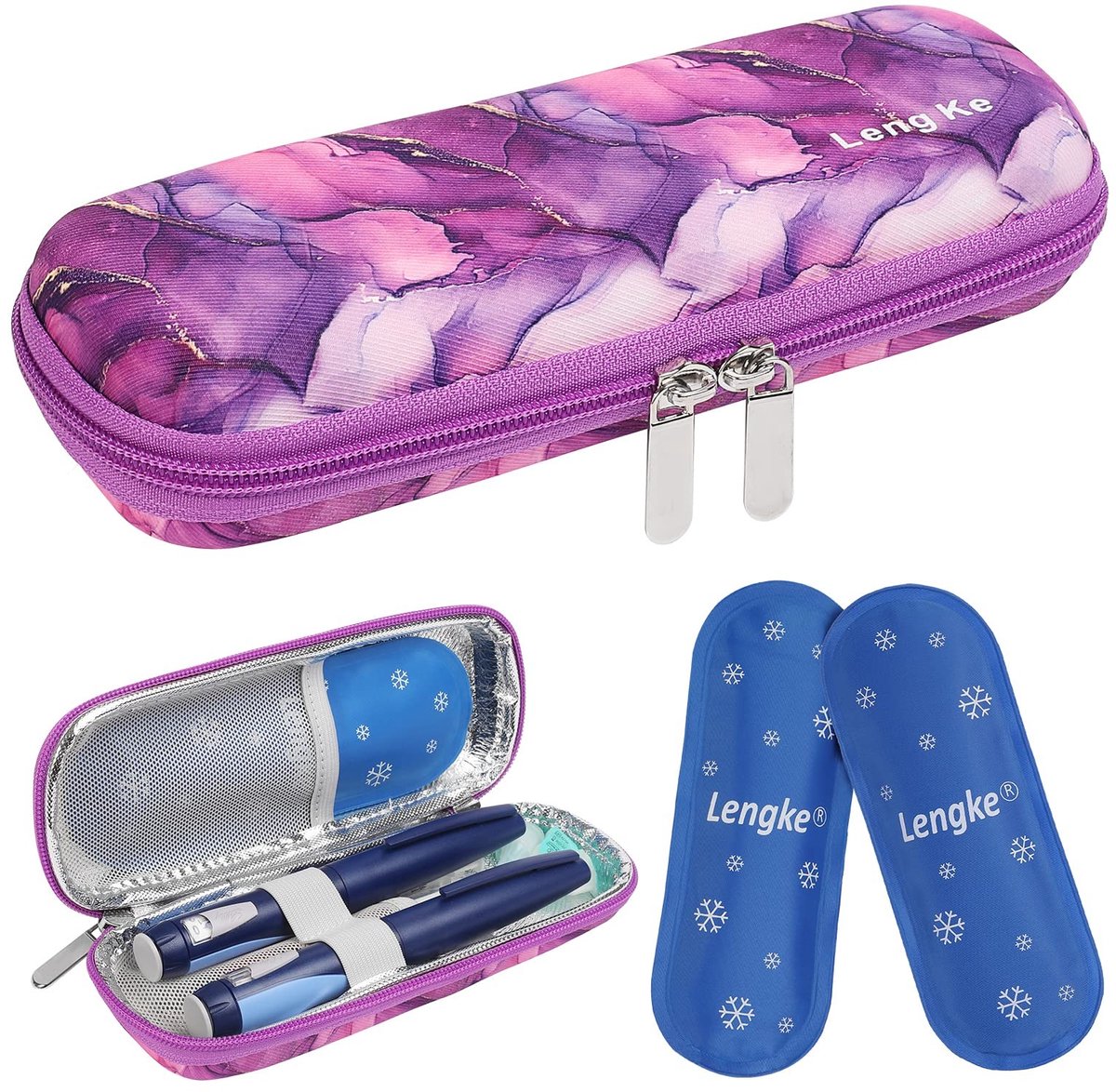 Solidchoice - Insuline Koeltas met IJs Packs, Marble Purple
