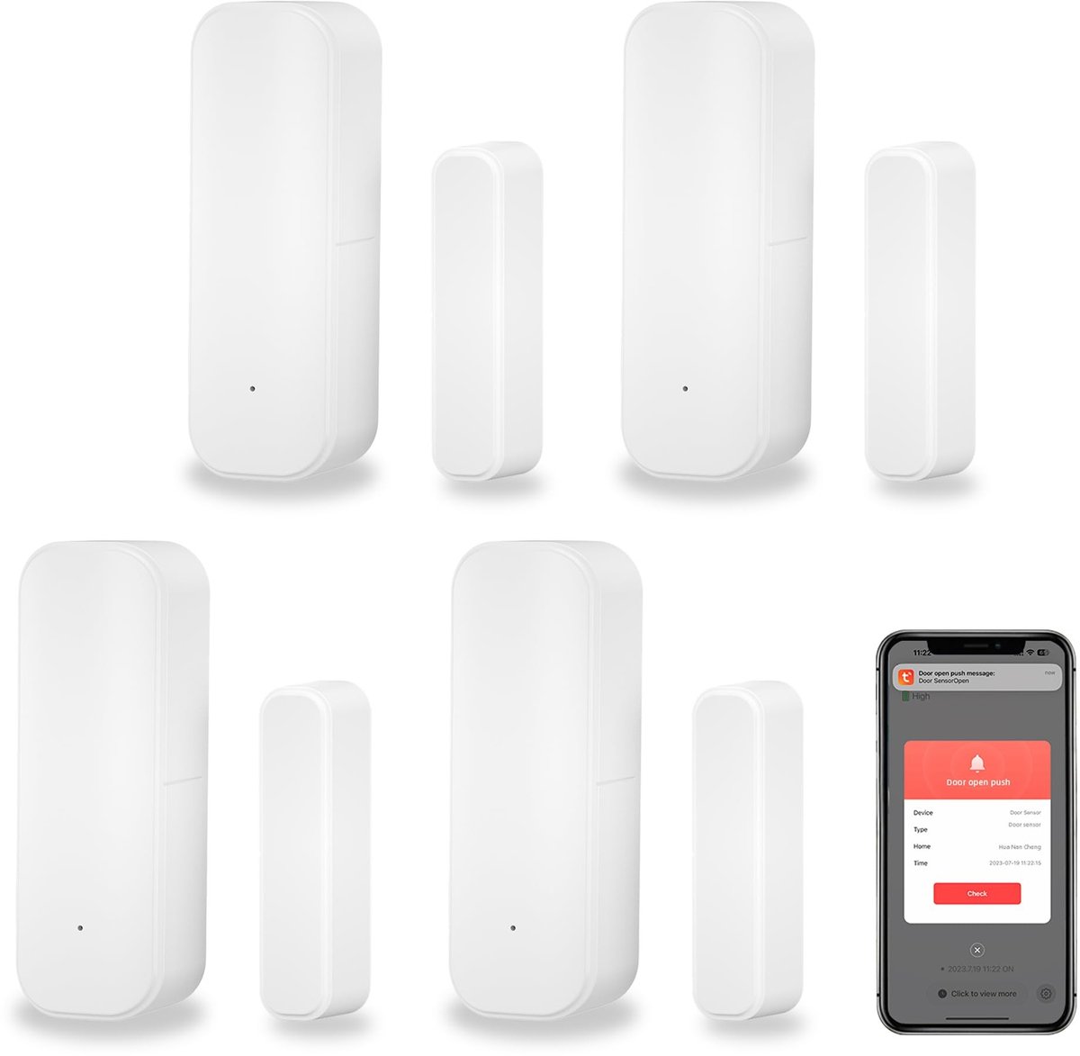 Solidchoice - Slimme Deur- en Raamsensor met Real-Time Meldingen (4 Stuks)