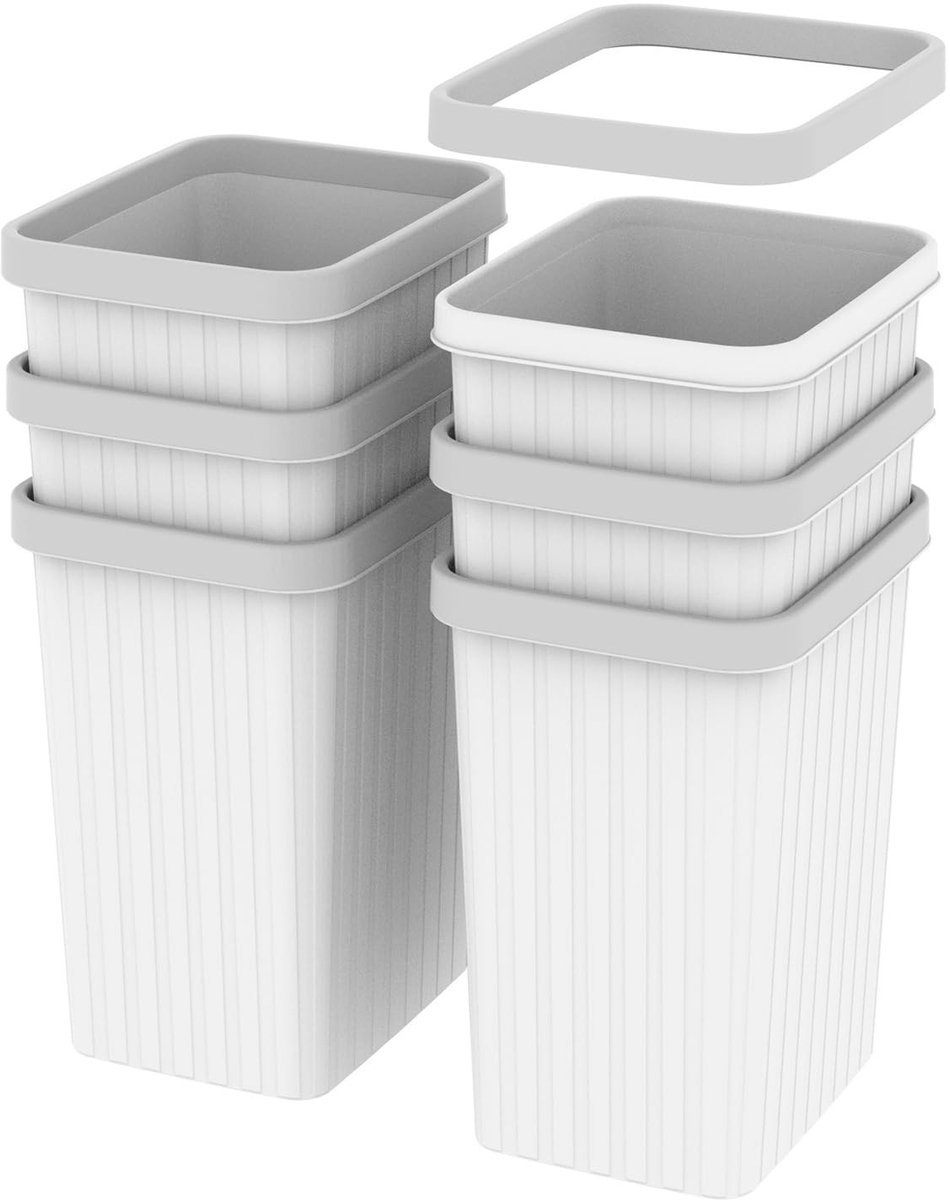 Solidchoice - Set van 6 Kleine Afvalemmers 8.2L voor Huishoudelijk Gebruik