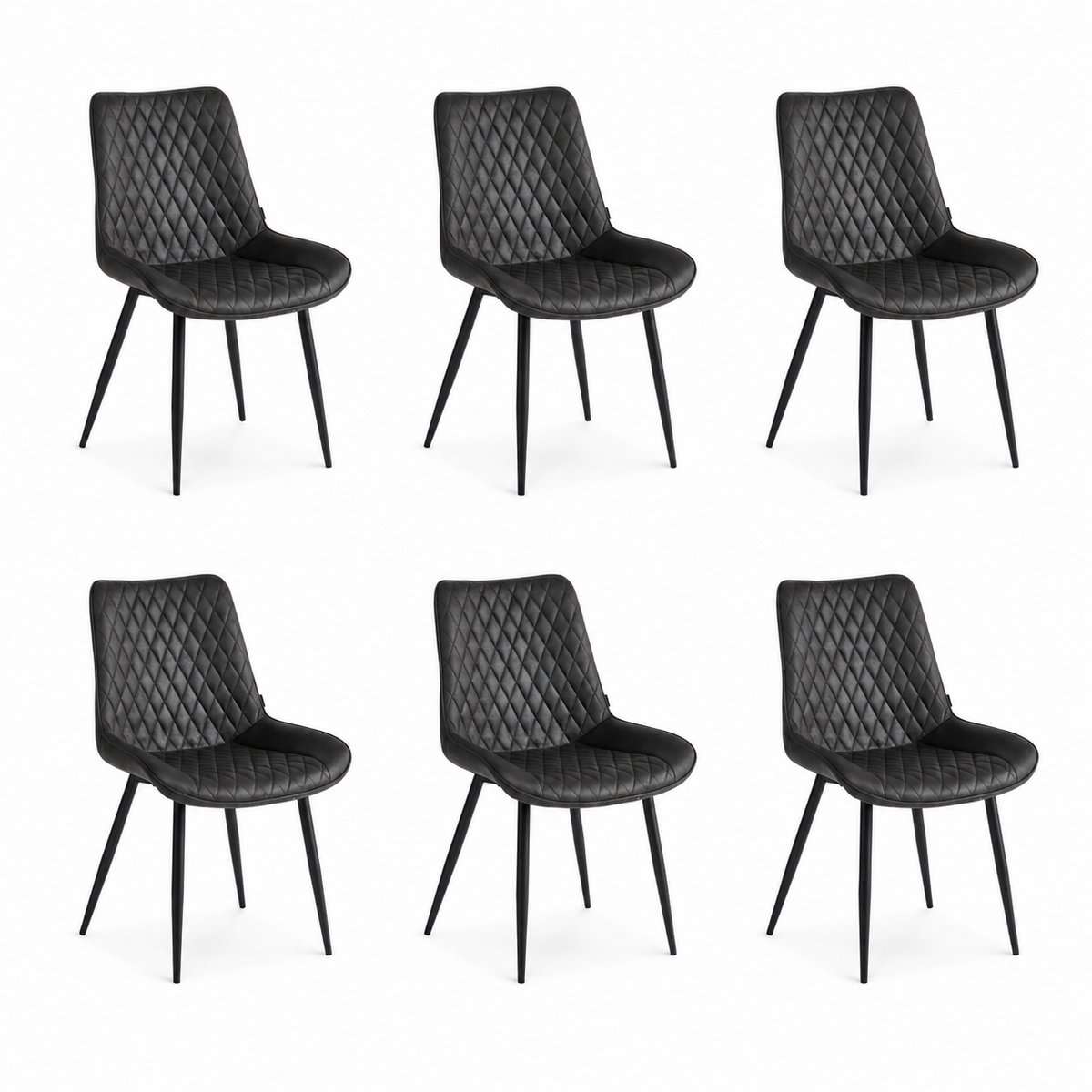 Colenis - Adama Eetkamerstoel - Set Van 6 - Antraciet - Microfiber - Industrieel