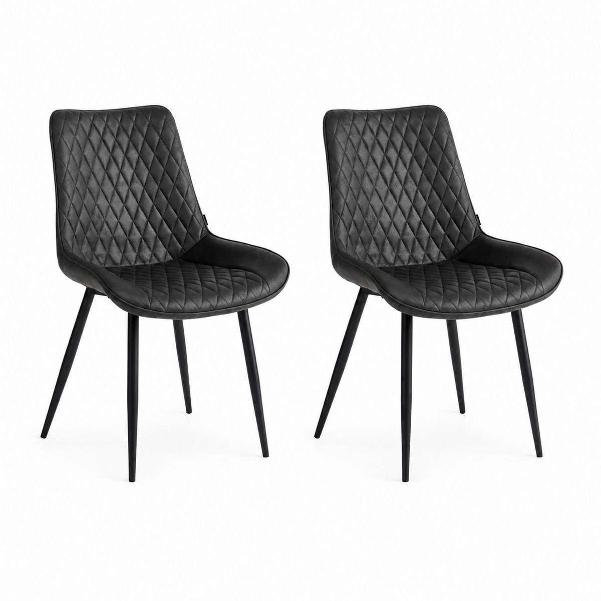 Colenis - Adama Eetkamerstoel - Set Van 2 - Antraciet - Microfiber - Industrieel