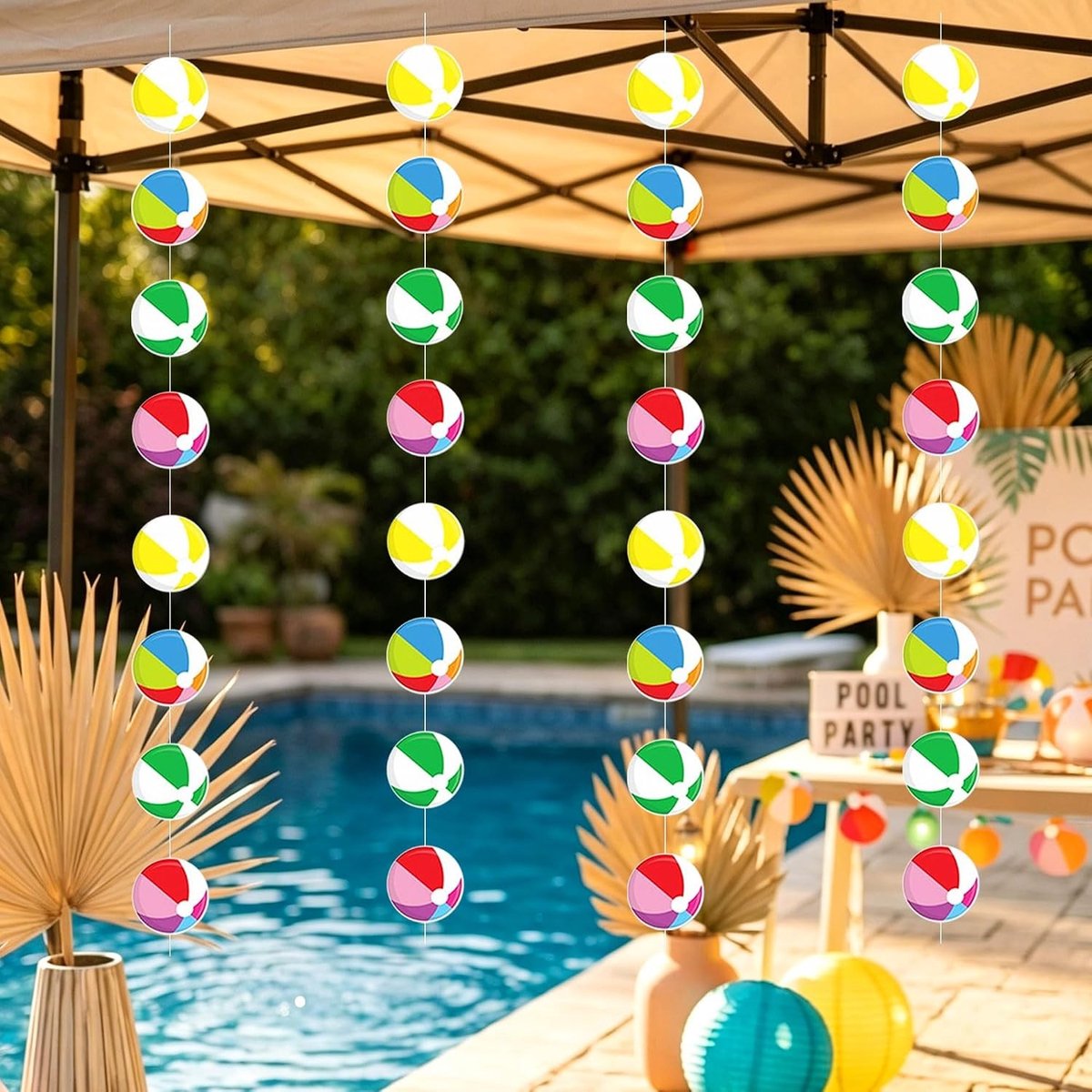 Strandbal Girlande - Multicolor - 4 Stuks - Hangende Versiering voor Zomerfeesten
