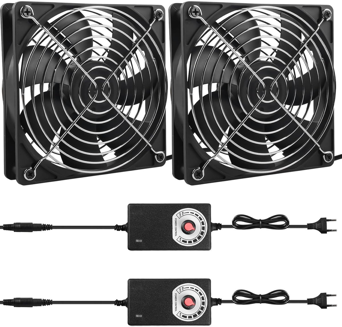 Behuizingsventilatoren - Zwart - 120 x 120 x 25 mm - Geluidsarme PC-Ventilator met Verstelbare Snelheid - Voor Computers en Apparaten