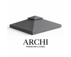 Archi Paviljoendak 3x3 m – Pergola - Waterafstotend – polyester PA-coating – donkergrijs – voor tuin, terras & feesttent