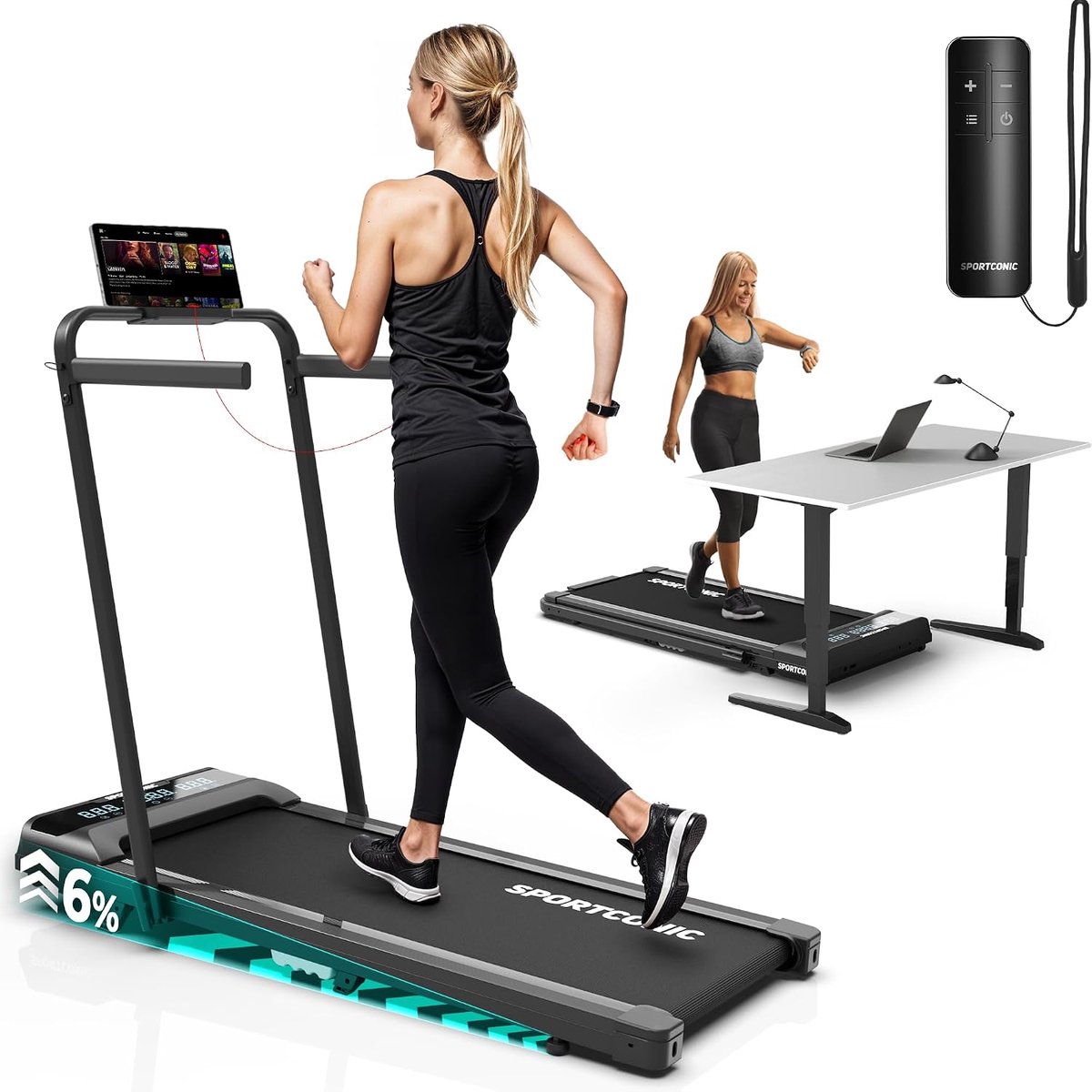 Loopband voor Thuis - Walking Pad - Wandelband met Helling - Elektrische Loopband - Compacte Loopband voor Onder Bureau - Bureau Loopband - Incline - Opvouwbaar - Fitness - Wandelen & Hardlopen - Thuiswerken - LCD-Display - Zwart