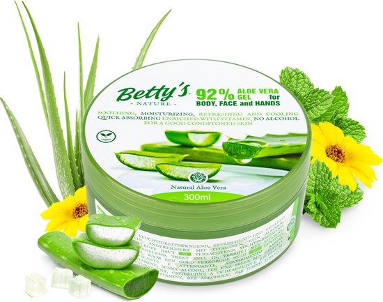 personeel op vakantie merk op Betty's Nature Aloe Vera gel, 92%, verzorgend, hydraterend, kalmerend, voor  gebruik op... | bol.com
