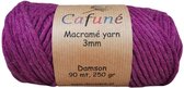 Cafuné Macramé garen - Enkel gedraaid -3mm - Damson - 90m-250g - Uitkambaar - Gerecycled katoen touw