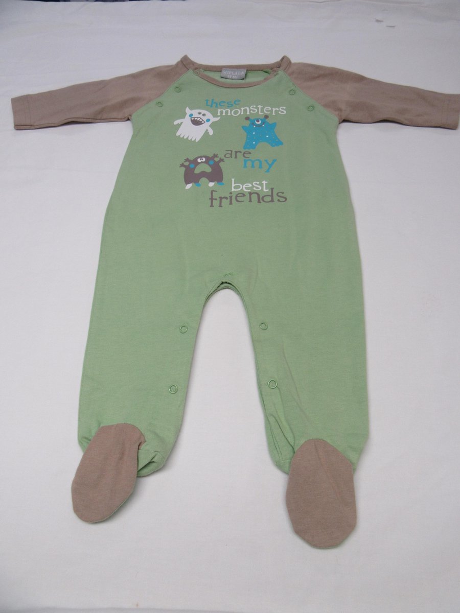 wiplala , pyjama , jongens, katoen  monsters , groen , 6 maand 68
