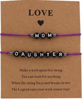 Mama armband - mama - dochter armband - 2 stuks - mom - daughter - kraamcadeau - moederdag cadeau - paars