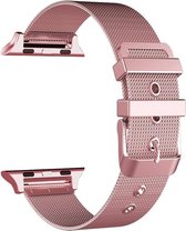 By Qubix Milanese met gesp bandje - Rosé goud - Geschikt voor Apple Watch 42mm - 44mm - 45mm - Ultra - 49mm - Compatible Apple watch bandje -