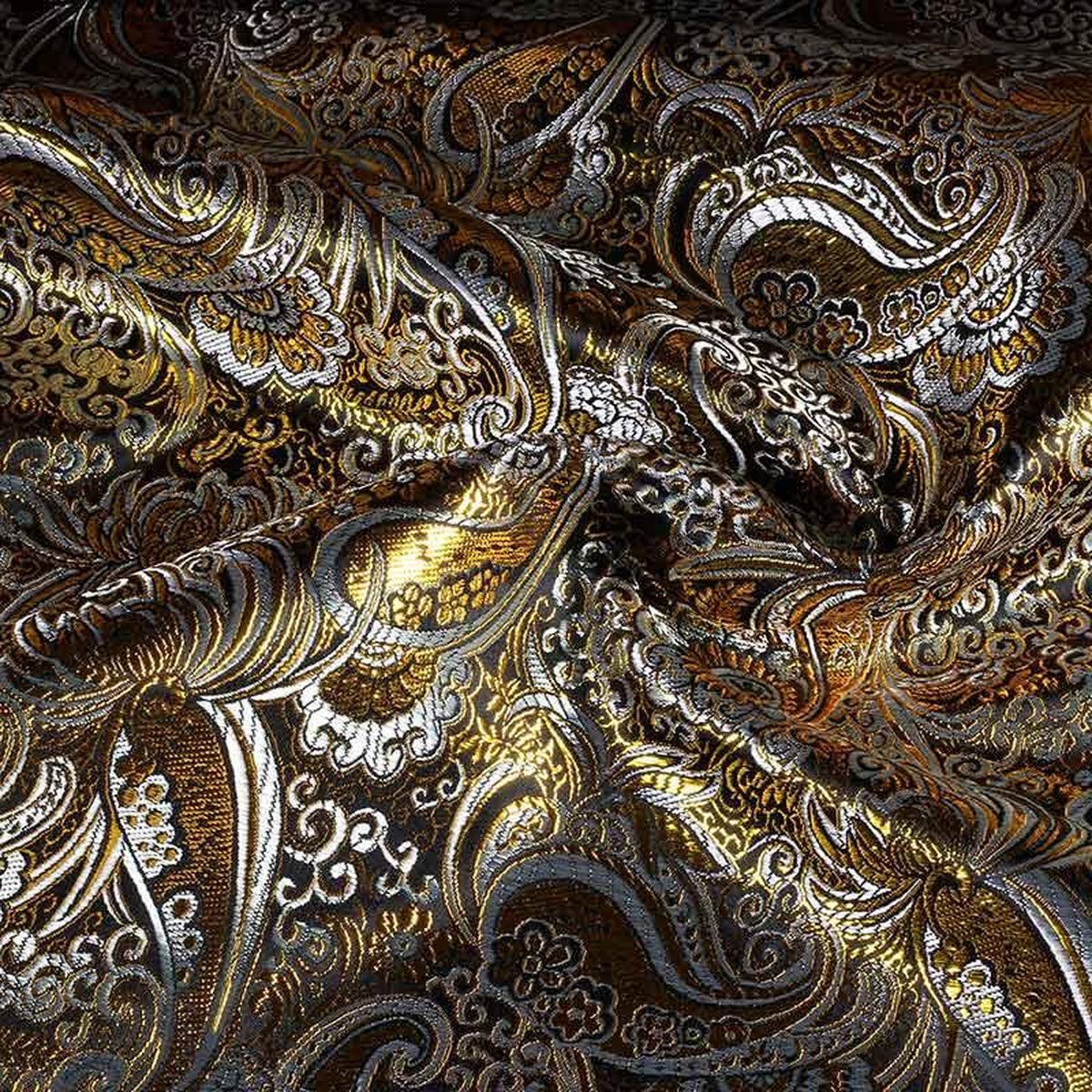 Funkytex Jacquard paisley zwart/goud Lurex 3 meter