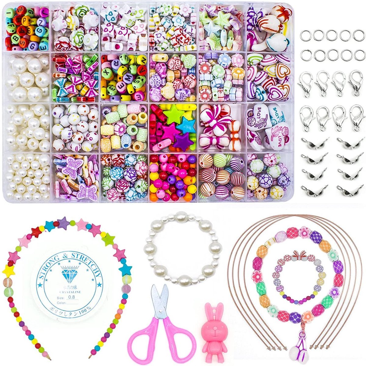Perles de verre 24 couleurs Petites perles Kit Bracelet Perles pour la  fabrication de bijoux K