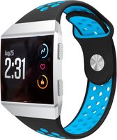 Siliconen Smartwatch bandje - Geschikt voor Fitbit Ionic sport band - zwart/blauw - Strap-it Horlogeband / Polsband / Armband - Maat: Maat S
