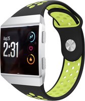Siliconen Smartwatch bandje - Geschikt voor Fitbit Ionic sport band - zwart/geel - Strap-it Horlogeband / Polsband / Armband - Maat: Maat L