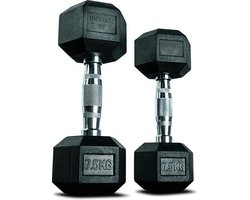 Matchu Sports - Hexa dumbbells - 7,5KG - Set van 2 - Zwart