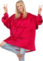 Smileify® Fleece Deken - Plaid Met Mouwen - Hoodie Deken Blanket - Oodie/Snuggie/Huggle - Rood