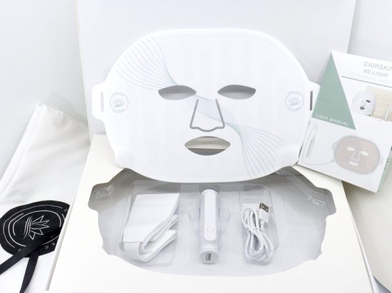 CAIRSKIN RE-LIGHT LED & INFRARED Mask - 2022 Innovative Light Therapy - Lichttherapie - Semi Wireless - Compact Remote Control - Rejuvenated, Revived & Refreshed Skin - Anti Age Light Treatment - CAIRSKIN