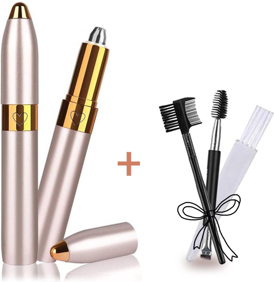 Bol.com Gluxury Originele Wenkbrauw Trimmer  + Borstel Set – Best getest en Extra Veilig - Wenkbrauw Epilator – USB oplaadbaar –... aanbieding