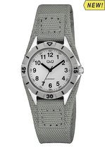 Q&Q-Stoer jongens horloge-Klittenband sluiting-Grijs-QZ75J345