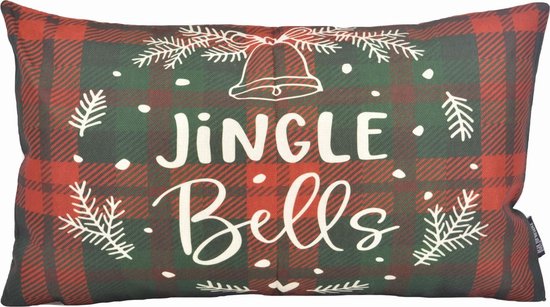 Kerst 'Jingle Bells' Long Kussenhoes | Katoen / Linnen | 30 x 50 cm