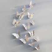 3D zilveren Vlinders Muurstickers - Unieke Muurdecoratie - Muurvlinders - Verschillende afmetingen - 12 Stuks -