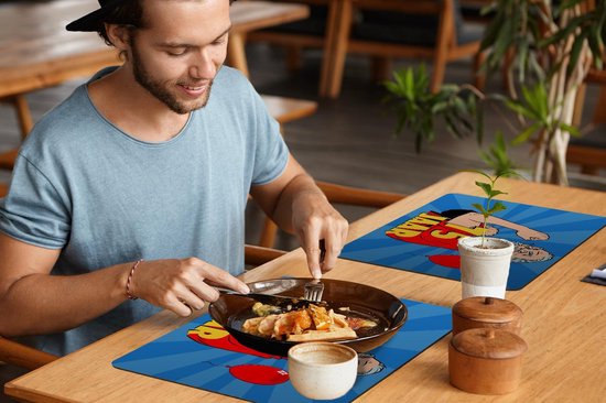 Set de table - Homme - Anniversaire 75 ans - Blauw - 45x30 cm - 6 pièces