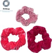 Haarwokkel Scrunchies - 3 Stuks - Fluweel - Licht Roze, Roze, Donker Roze - Scrunchie Haarelastiek - Strakke Haar Elastiek - Wokkel Scrunchie - Haaraccessoires - Dames Meisjes - 3 Verschillen