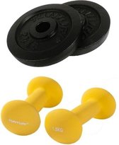 Tunturi - Fitness Set - Neopreen Dumbbellset 2 x 1,5 kg - Halterschijven 2 x 2,5 kg